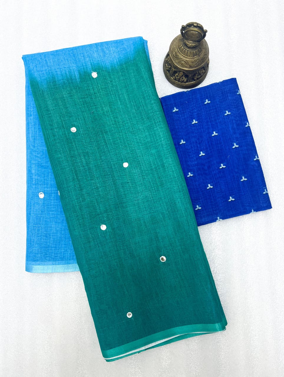 MG 461 Plain Linen Mirror Work Designer Sarees Wholesale Market In Surat